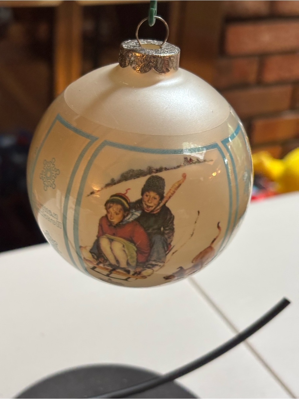 Norman Rockwell Christmas 1980 " Downhill Daring"